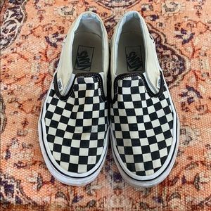Checkered slip on vans